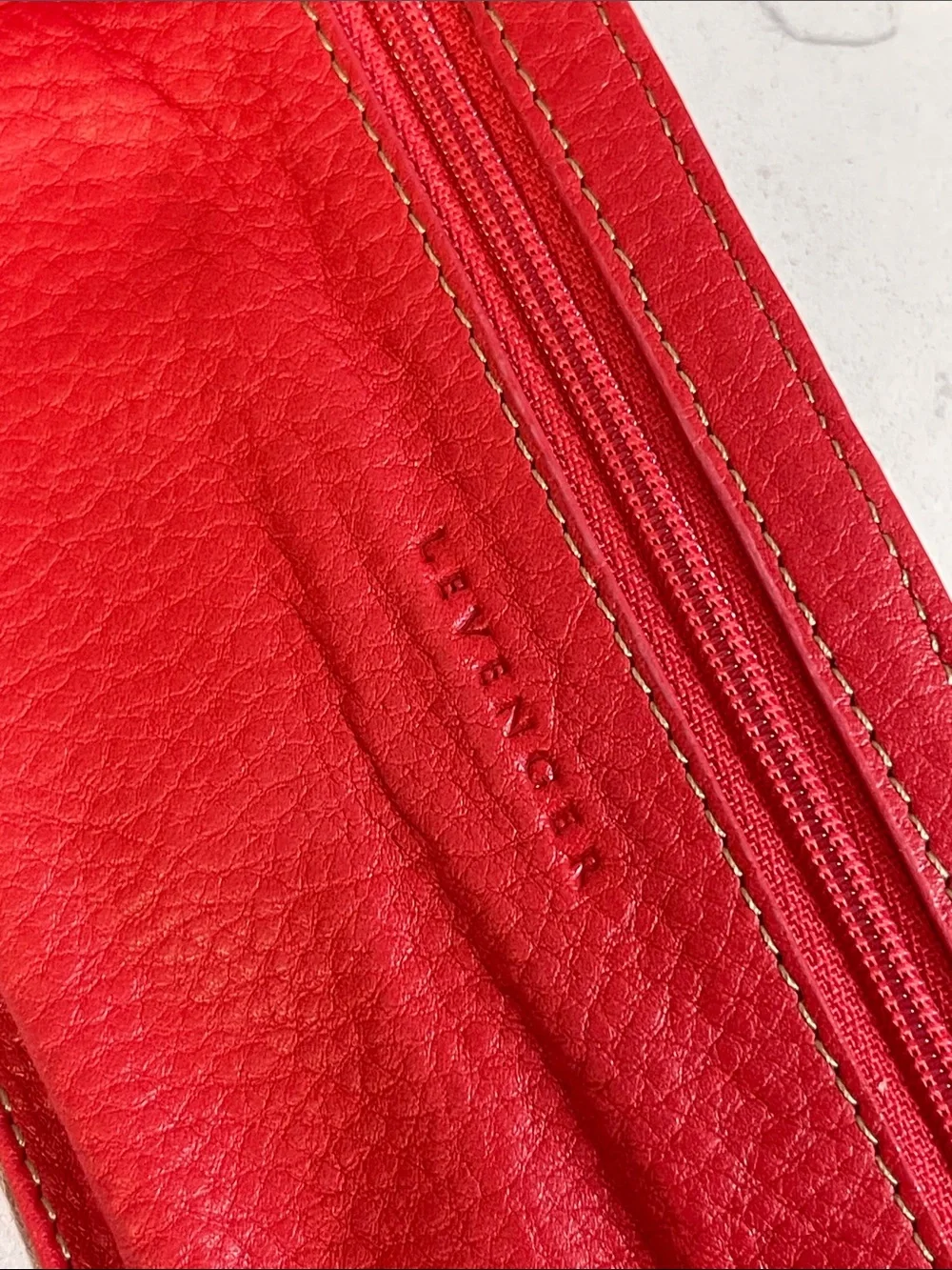 Levenger Red Leather Folded Travel Snap Trifold Jewelry Roll Case - Tech Case